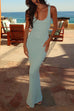 Mixiedress U Neck Sleeveless Sequin Bodycon Maxi Dress
