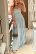 Mixiedress Strapless Tube Cut Out Pleated Maxi Swing Dress
