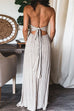 Mixiedress Halter Backless Tie Knot Printed Maxi Vacation Dress