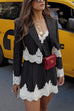 Mixiedress Single Button Striped Lace Trim Crop Blazer