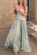 Mixiedress Strapless Tube Cut Out Pleated Maxi Swing Dress