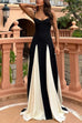 Mixiedress Spaghetti Strap Color Block Swing Maxi Party Dress