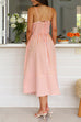 Mixiedress V Neck Lace-up Striped Midi Cami Dress