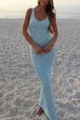 Mixiedress U Neck Sleeveless Sequin Bodycon Maxi Dress