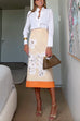 Mixiedress High Rise Color Block Floral Print Pencil Midi Skirt
