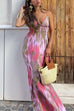 Mixiedress V Neck Open Back High Waist Tie Dye Maxi Vacation Dress