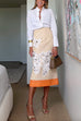 Mixiedress High Rise Color Block Floral Print Pencil Midi Skirt