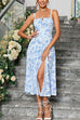 Mixiedress Adjustable Strap Back Lace-up Slit Midi Dress