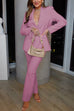 Mixiedress One Button Pocketed Blazer and Straight Leg Pants Power Suit Set