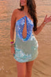 Mixiedress Halter Cut Out Open Back Sequin Mini Dress