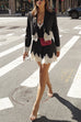 Mixiedress Single Button Striped Lace Trim Crop Blazer