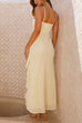 Mixiedress Adjustable Strap Ruffle High Slit Maxi Dress