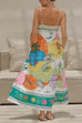 Mixiedress Spaghetti Strap High Waist Tropic Print Maxi Holiday Dress