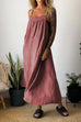 Mixiedress Color Block Casual Cotton Linen Maxi Beach Dress