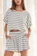Mixiedress Striped Short Sleeves Crop Top and Elastic Waist Pocketed Shorts Set