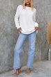 Mixiedress Crewneck Drop Shoulder Solid Pullover Sweater
