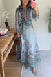 High Rise Bow Waist Unique Print Maxi Skirt