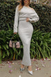 Mixiedress One Shoulder Long Sleeves Bodycon Maxi Sweater Dress