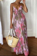 Mixiedress V Neck Open Back High Waist Tie Dye Maxi Vacation Dress