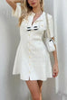 Mixiedress Short Sleeves Button Down Mini Knit Dress