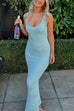 Mixiedress U Neck Sleeveless Sequin Bodycon Maxi Dress