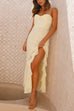 Mixiedress Adjustable Strap Ruffle High Slit Maxi Dress