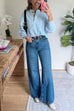 Long Sleeves Button Up Waffle Knit Top