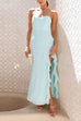 Mixiedress Adjustable Strap Ruffle High Slit Maxi Dress
