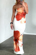 Mixiedress Strapless Tube Floral Print Maxi Vacation Dress