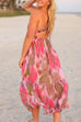 Mixiedress V Neck Open Back High Waist Tie Dye Maxi Vacation Dress