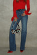 Mixiedress Mid Rise Pocketed Straight Leg Denim Pants