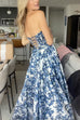 Mixiedress Strapless Back Lace-up Print Maxi Party Dress