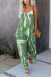 Mixiedress Scoop Neck Pocketed Tie Dye Wide Leg Cami Jumpsuit