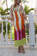 Mixiedress Knot Front Cut Out Puff Sleeves Side Slit Printed Midi Dress