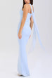 Mixiedress Ruched Strapless Corset and Bodycon Maxi Skirt Set with Scarf