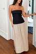 Mixiedress Strapless Tube Color Block Swing Maxi Dress