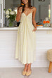 Mixiedress V Neck Lace-up Striped Midi Cami Dress