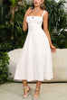Mixiedress Adjustable Strap Back Lace-up Slit Midi Dress