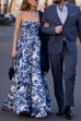 Mixiedress Strapless Back Lace-up Print Maxi Party Dress