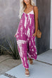 Mixiedress Scoop Neck Pocketed Tie Dye Wide Leg Cami Jumpsuit