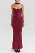 Mixiedress Ruched Strapless Corset and Bodycon Maxi Skirt Set with Scarf