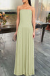 Mixiedress Strapless Tube Patchwork Pleated Maxi Dress