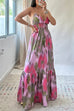 Mixiedress V Neck Open Back High Waist Tie Dye Maxi Vacation Dress