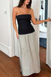 Mixiedress Strapless Tube Color Block Swing Maxi Dress