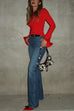 Mixiedress Mid Rise Pocketed Straight Leg Denim Pants