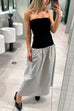 Mixiedress Strapless Tube Color Block Swing Maxi Dress