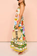 Mixiedress Spaghetti Strap Tropic Print Swing Maxi Vacation Dress