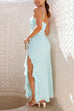Mixiedress Adjustable Strap Ruffle High Slit Maxi Dress