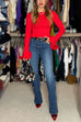 Mixiedress Mid Rise Pocketed Straight Leg Denim Pants