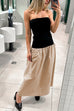 Mixiedress Strapless Tube Color Block Swing Maxi Dress